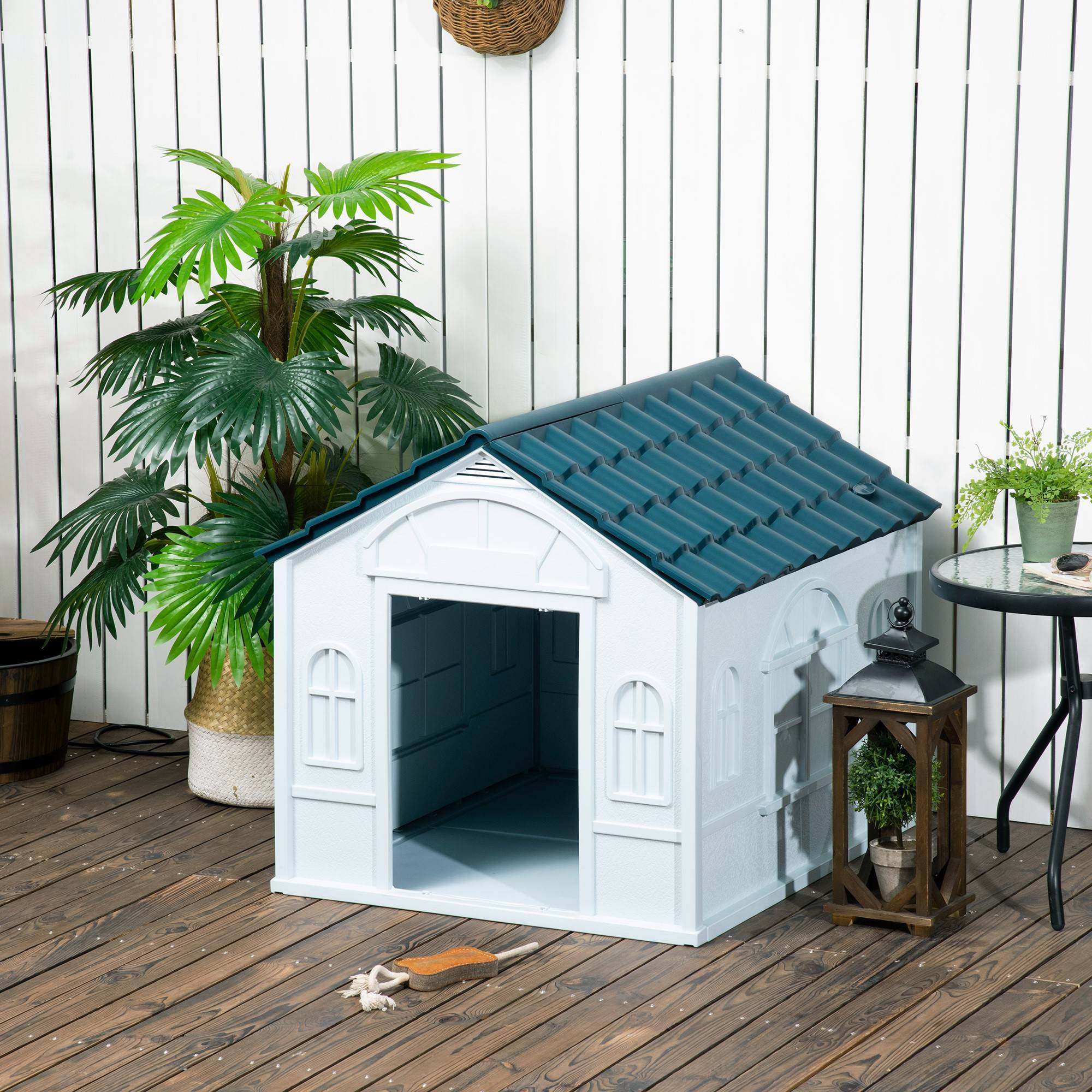 Niche PP étanche pour chien moyen/grand max 30kg, 84.2x98.2x82 cm, bleu - Image 4