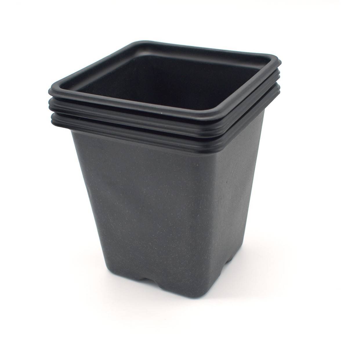 Pack de 5 Godets carrés noir en plastique 11cm