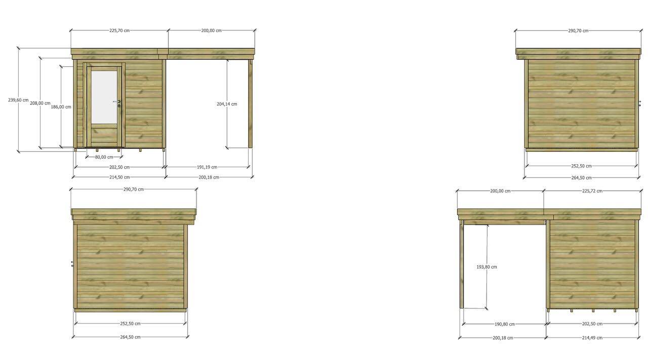 Sans Marque - ABRI DE JARDIN bois  autoclave 27mm - 4,14x2,64m / 11m2 - Bac acier - Plancher bois - Imagen 4
