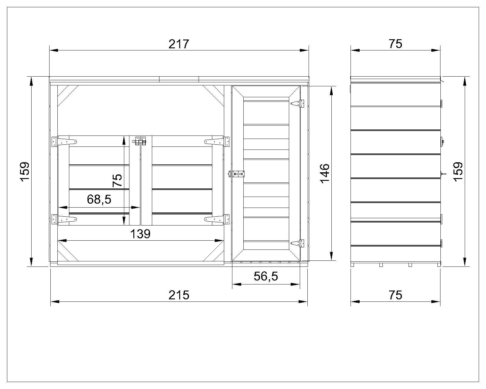 Timbela - Abri de jardin pour poubelles, Cache poubelle extérieur 1,62 m² / 2x240L - Timbela M981A-CAVERN STEEL - Image 4
