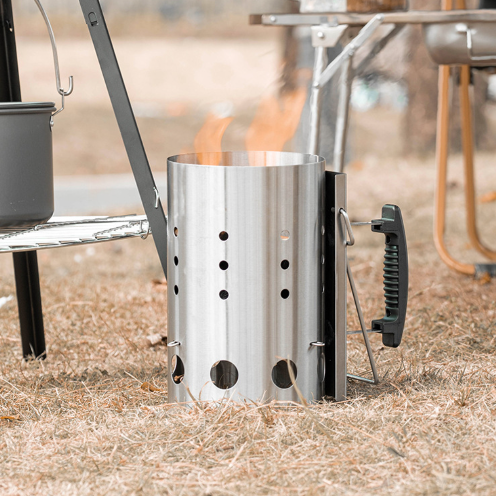 Accessoires de barbecue,Poêle à charbon de bois pour barbecue, cheminée d'allumage avec poignée de sécurité, allume-charbon rapide pour barbecue- - Image 7