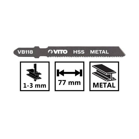 Lames métal pour Scie sauteuse Longueur 77mm Coupe 1 à 3mm Emboîtement Bosch VB118. VITO - Image 2