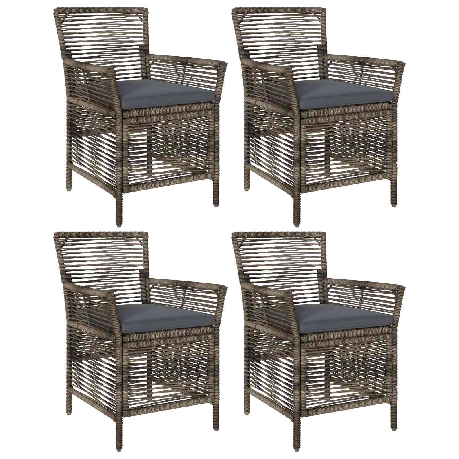 Lot de 4 chaises de jardin polyrotin et acier gris 61 x 58 x 83 cm - PANGIVO - Image 2
