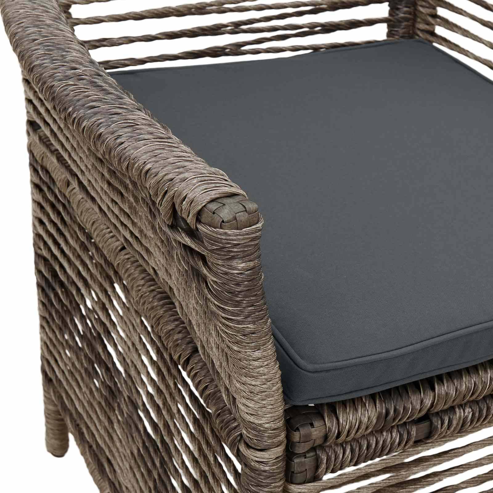 Lot de 4 chaises de jardin polyrotin et acier gris 61 x 58 x 83 cm - PANGIVO - Image 9