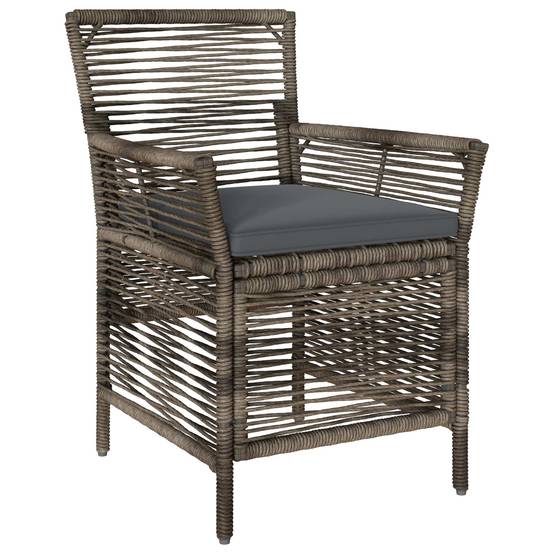 Lot de 4 chaises de jardin polyrotin et acier gris 61 x 58 x 83 cm - PANGIVO - Image 3