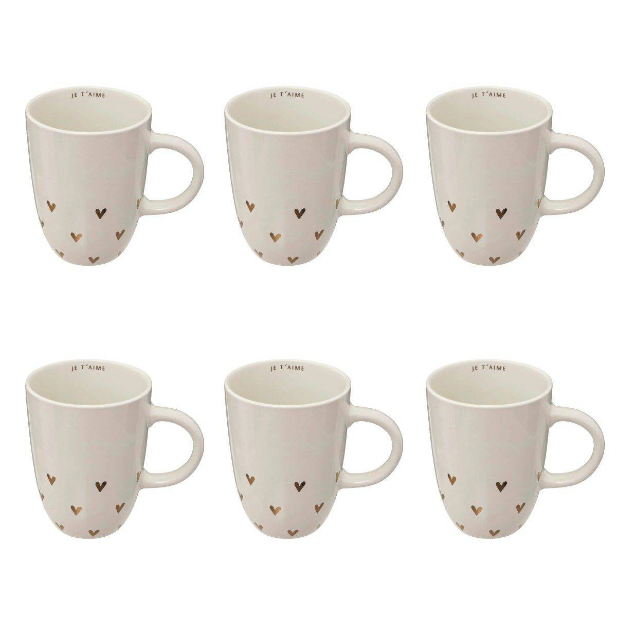 Lot de 6 Mugs Coeur "The Floral" 44cl Blanc - Image 1