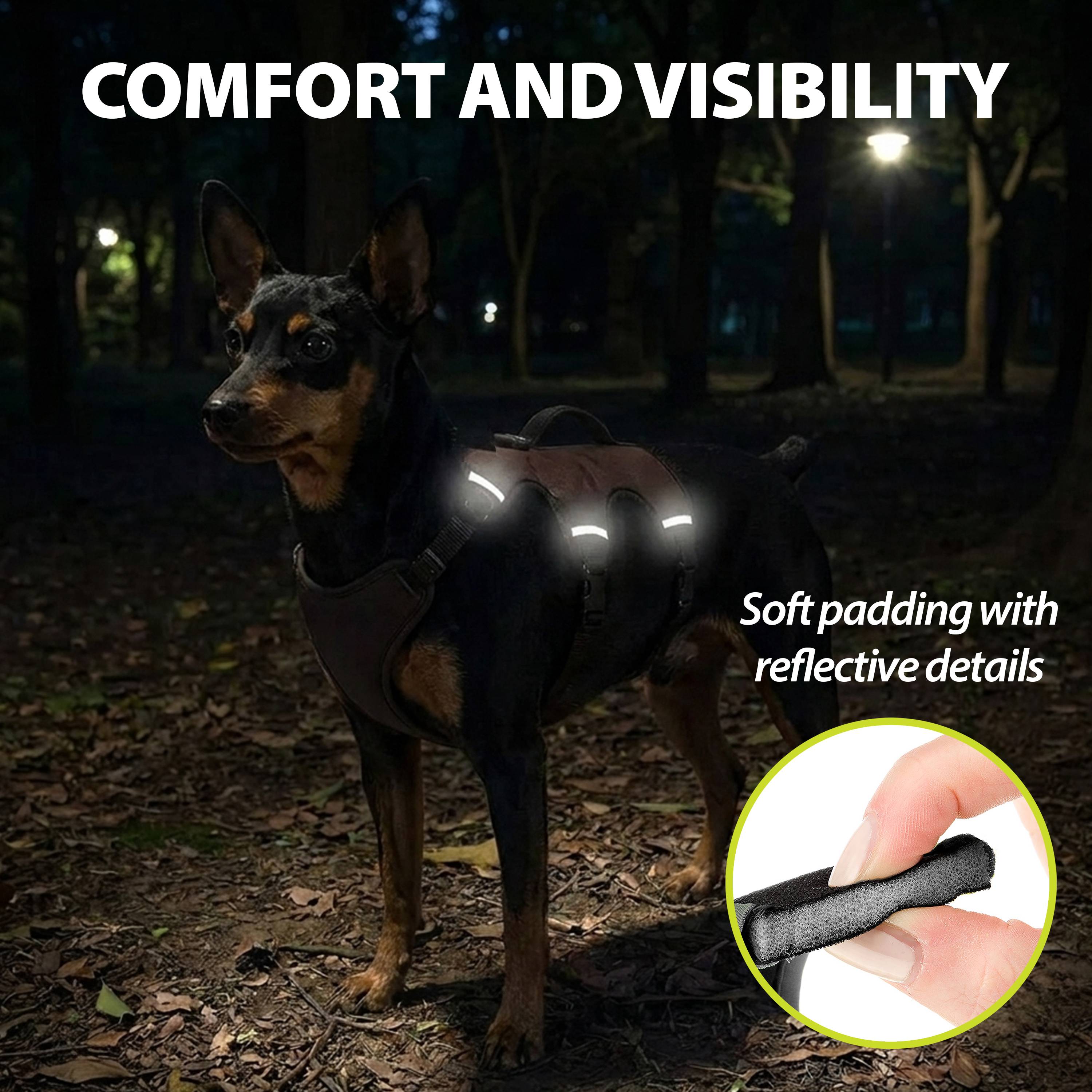 Ferplast - Ferplast Harnais Chien Réglable XS Poitrail 37-47 cm avec Poignée, Marron - Imagen 9