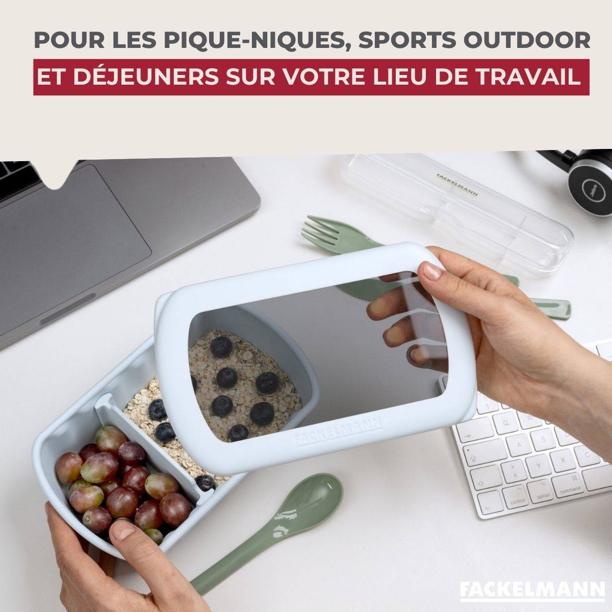 Lot de 4 boîtes à lunch 1L avec 4 ustensiles de cuisine Fackelmann Storage - Image 4