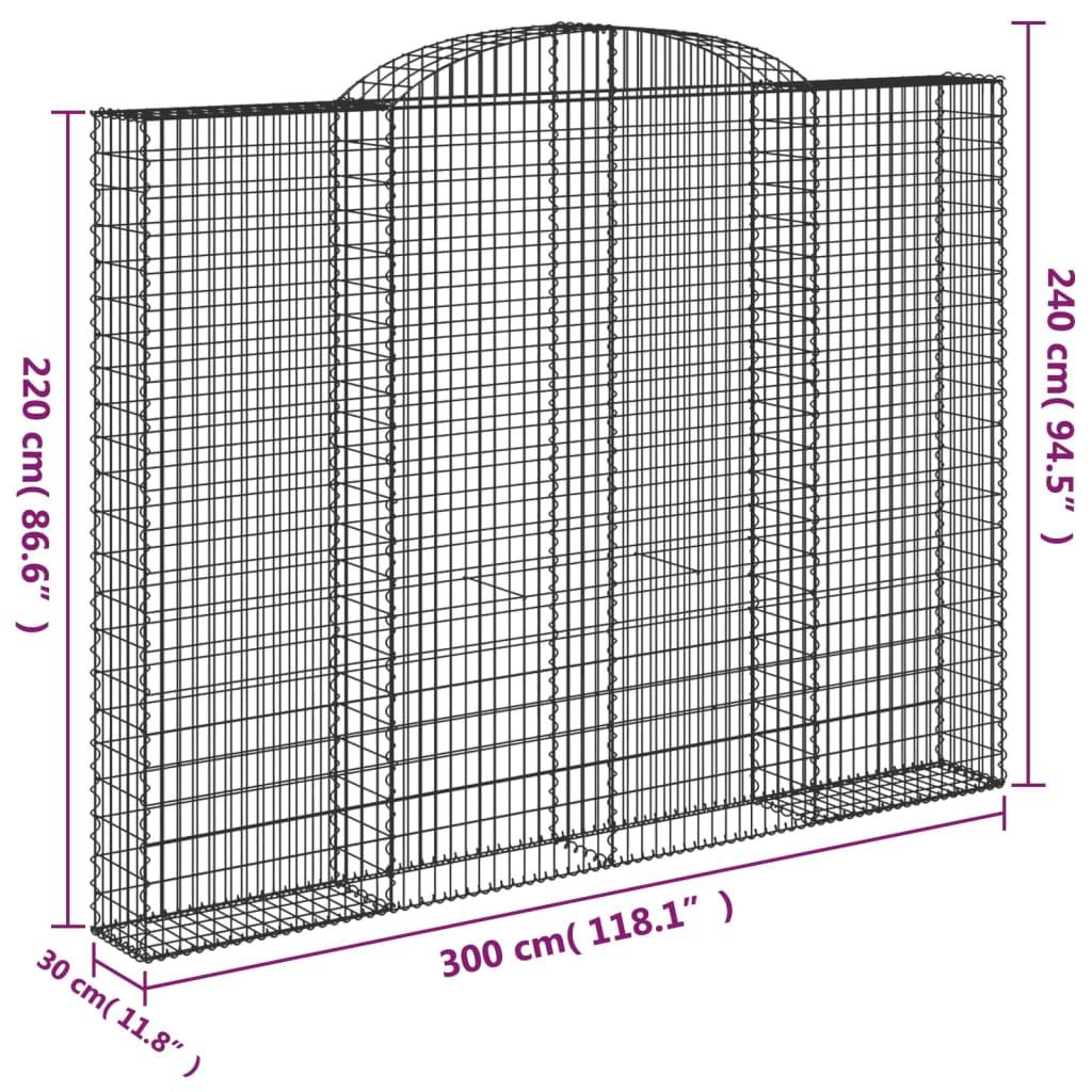 Vidaxl - Paniers à gabions arqués 3 pcs 300x30x220/240 cm fer galvanisé vidaXL 3146630 - Image 3