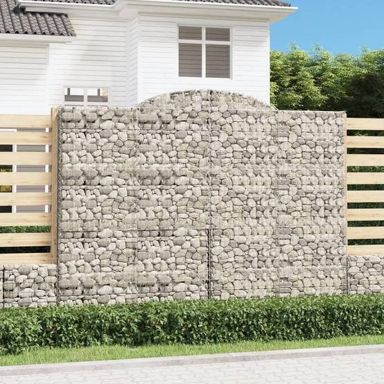 Vidaxl - Paniers à gabions arqués 3 pcs 300x30x220/240 cm fer galvanisé vidaXL 3146630 - Image 1