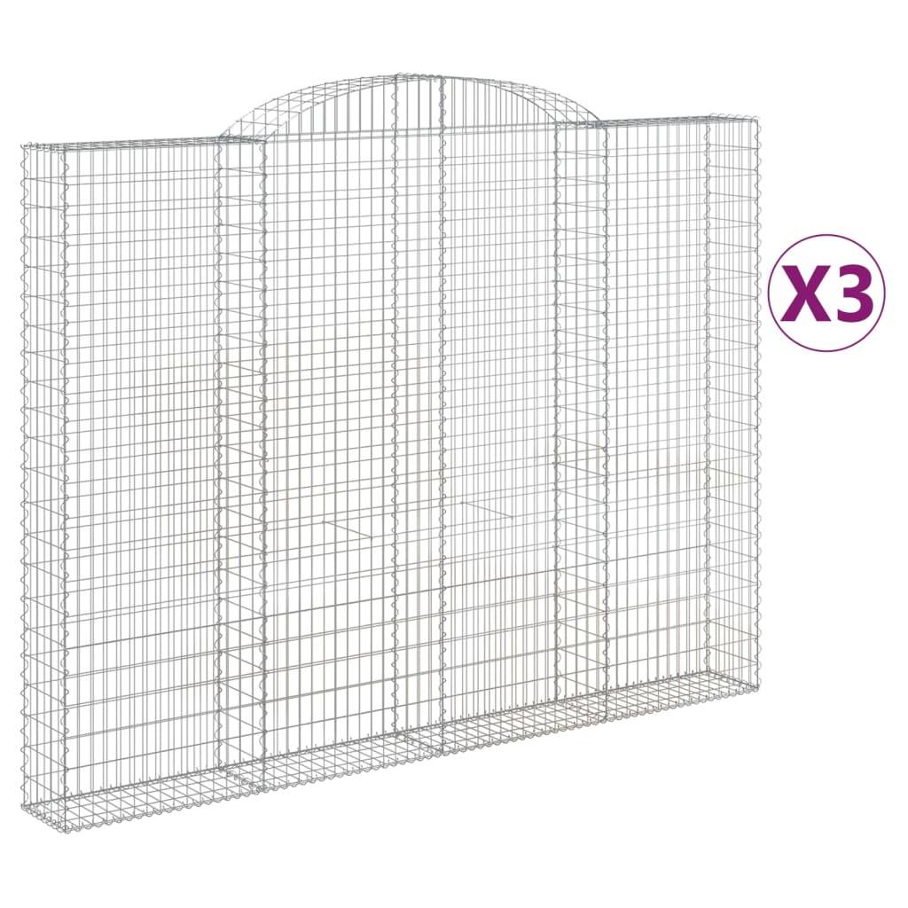Vidaxl - Paniers à gabions arqués 3 pcs 300x30x220/240 cm fer galvanisé vidaXL 3146630 - Image 2