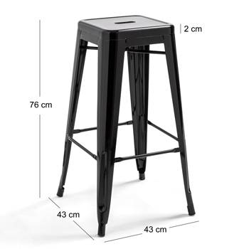 Oviala - Lot de 4 tabourets de bar en acier bleu brillant Indus - Oviala - Imagen 4