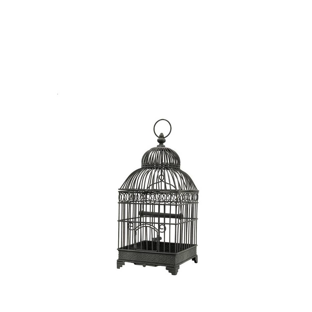 Cage à oiseaux bougeoir en métal gris 16.5 x 16.5 x 40 cm Chemin de campagne - Imagen 1