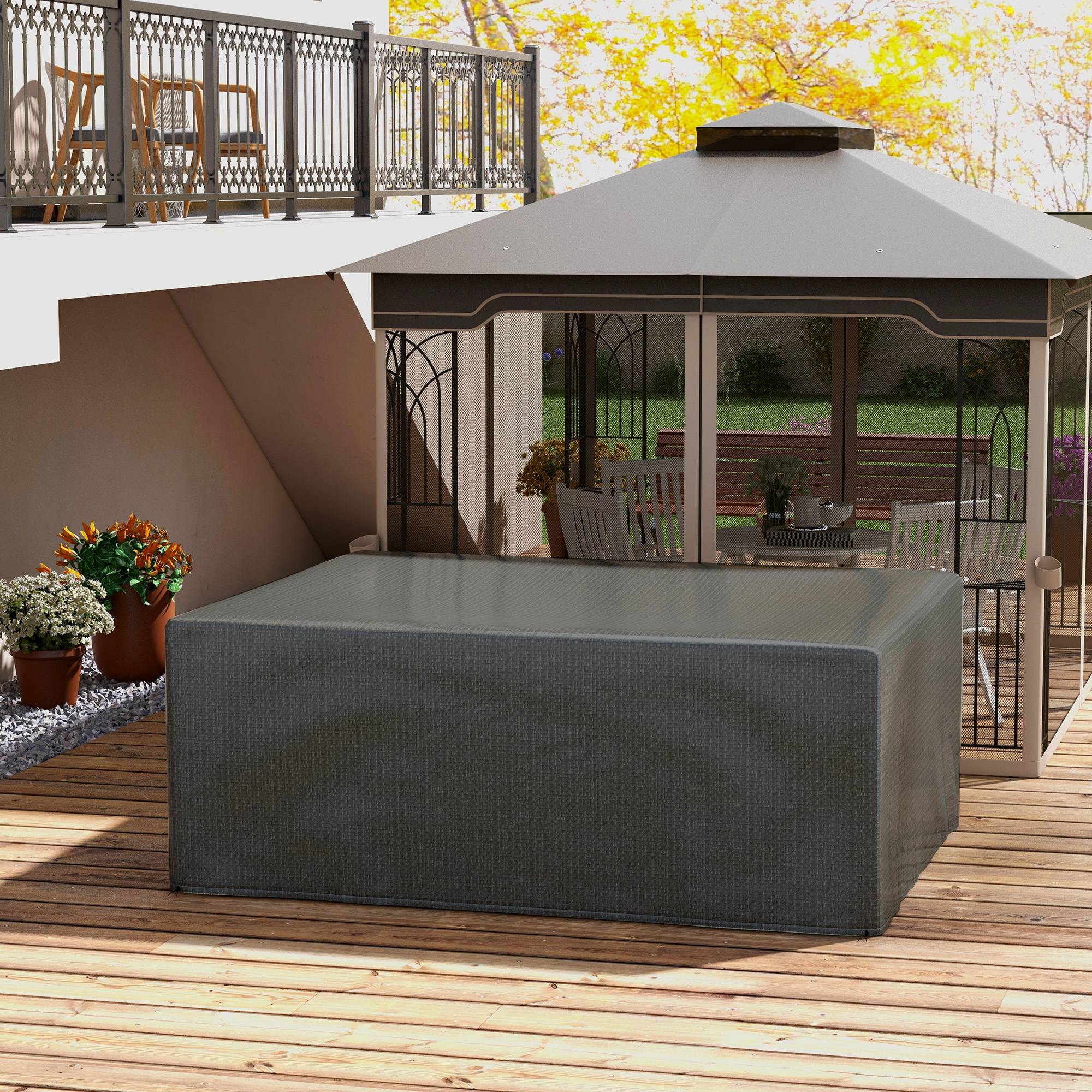 Housse de protection pour mobilier de jardin, résistante à l'hiver, imperméable et anti-UV, 235 x 190 x 90 cm, grise - Image 3