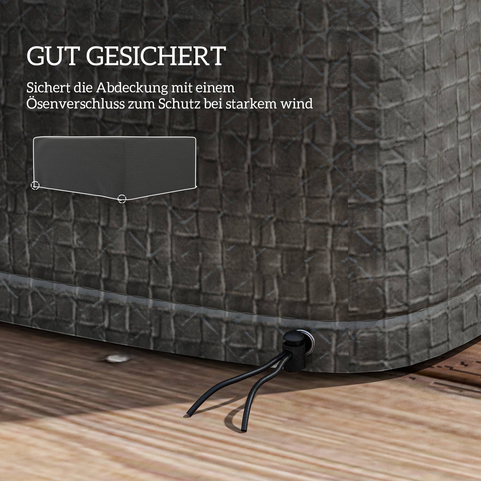 Housse de protection pour mobilier de jardin, résistante à l'hiver, imperméable et anti-UV, 235 x 190 x 90 cm, grise - Image 8