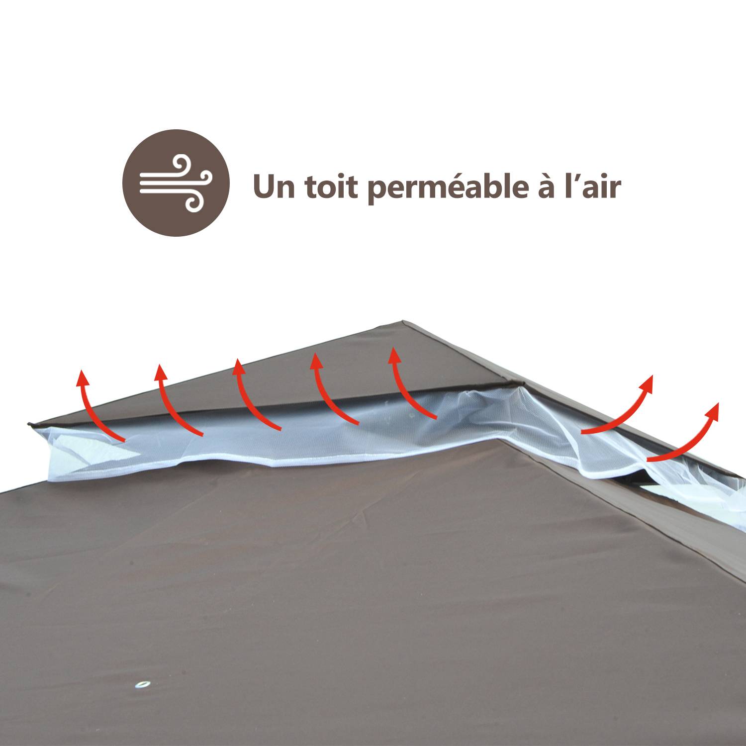 Outsunny - Tonnelle barnum style colonial double toit toile moustiquaires amovibles 3L x 3l x 2,7H m métal époxy polyester chocolat et blanc - Image 5