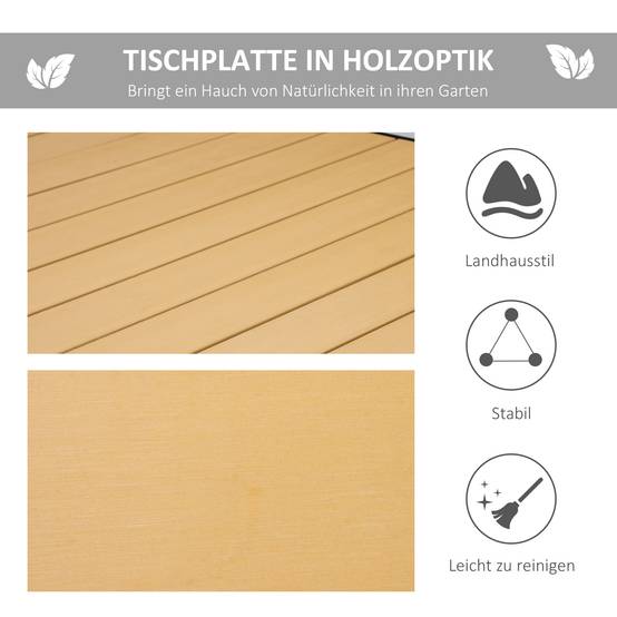 ComfortXL - Table de jardin aluminium 190 x 90 cm naturel noir terrasse repas 8 personnes - ComfortXL Outdoor Living - Image 6