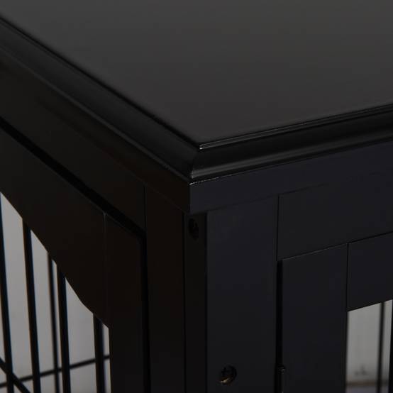 Cage pour chien avec surface de table, MDF et métal, Noir, 81 x 58.5 x 66 cm - PANGIVO - Image 7