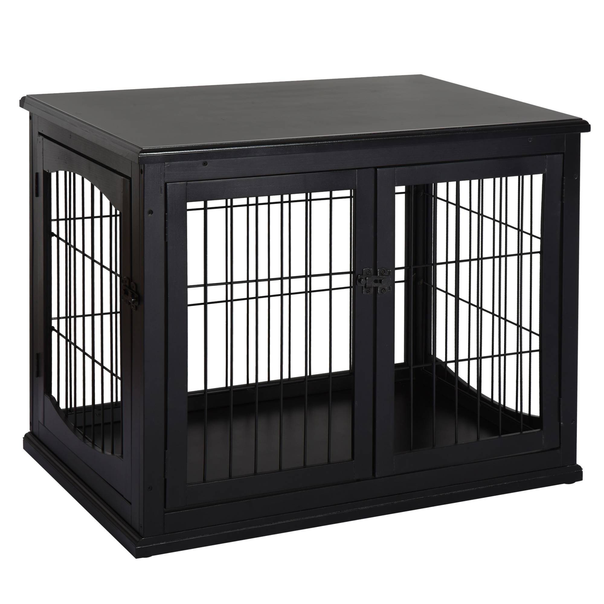 Cage pour chien avec surface de table, MDF et métal, Noir, 81 x 58.5 x 66 cm - PANGIVO - Image 1