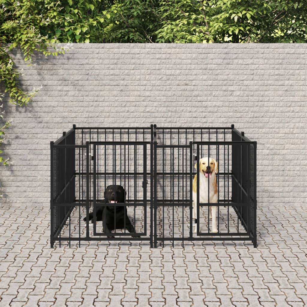 Vidaxl - Chenil d'extérieur pour chiens Acier 3,75 m² vidaXL 3124579 - Imagen 1