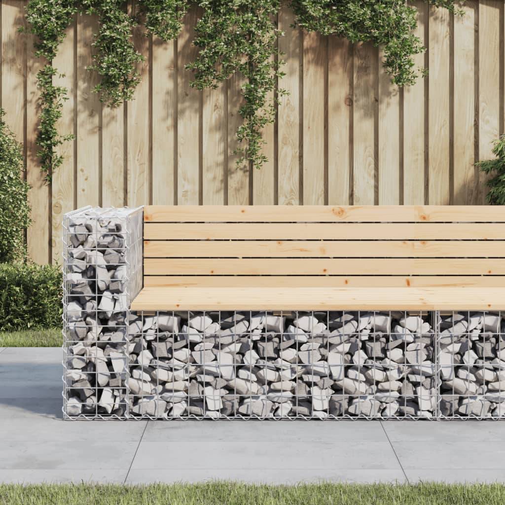 Maison Chic - Banc de jardin - Banc d'extérieur - Banquette design gabion 122x71x65,5 cm bois massif de pin - Imagen 2
