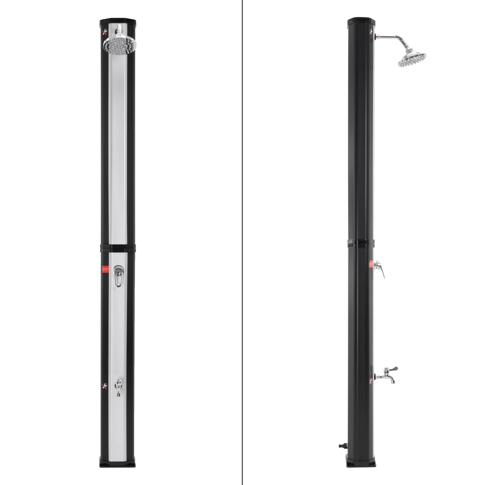 Ecd-Germany - Douche solaire pour l’extérieur 35 litres noir/argent + robinet raccord eau pied - Imagen 2
