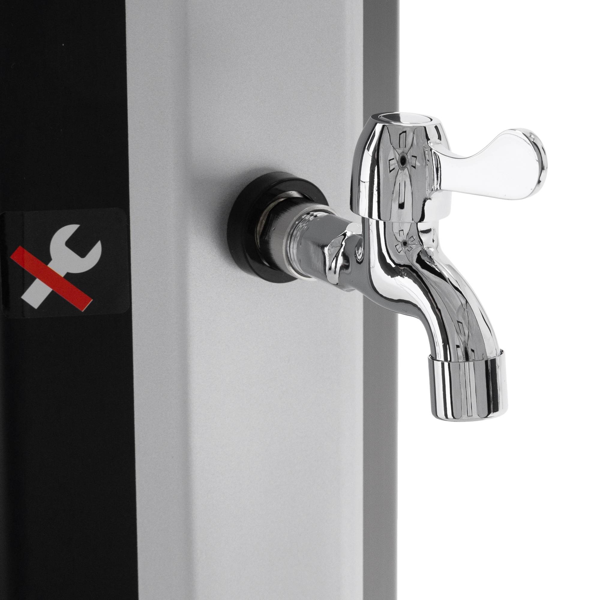 Ecd-Germany - Douche solaire pour l’extérieur 35 litres noir/argent + robinet raccord eau pied - Imagen 5