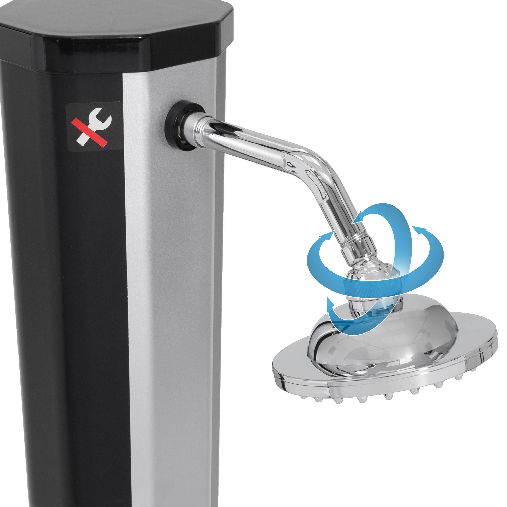 Ecd-Germany - Douche solaire pour l’extérieur 35 litres noir/argent + robinet raccord eau pied - Imagen 6