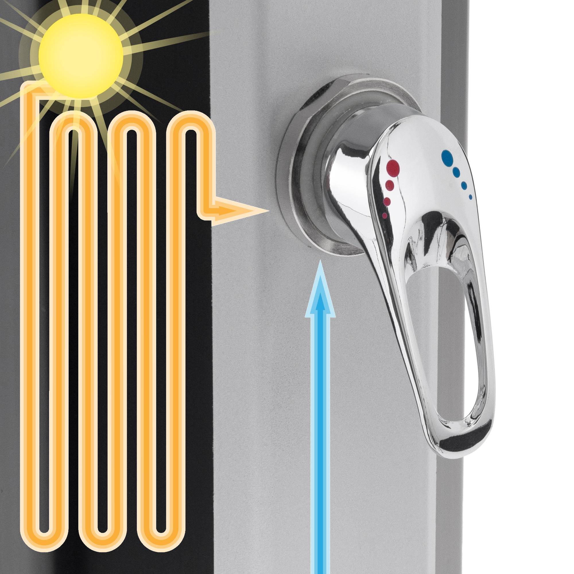 Ecd-Germany - Douche solaire pour l’extérieur 35 litres noir/argent + robinet raccord eau pied - Imagen 4