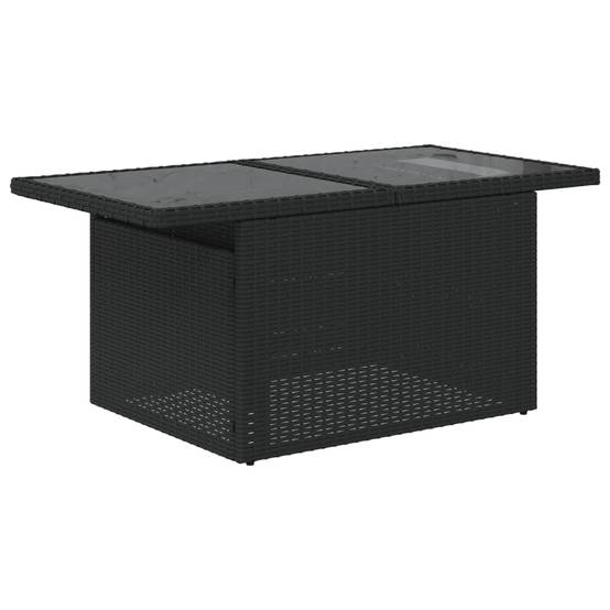 Ensemble de jardin 5 places résine tressée table ajustable et pouf modulable noir – ComfortXL Outdoor Living - Image 6