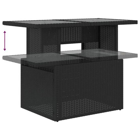 Ensemble de jardin 5 places résine tressée table ajustable et pouf modulable noir – ComfortXL Outdoor Living - Image 7