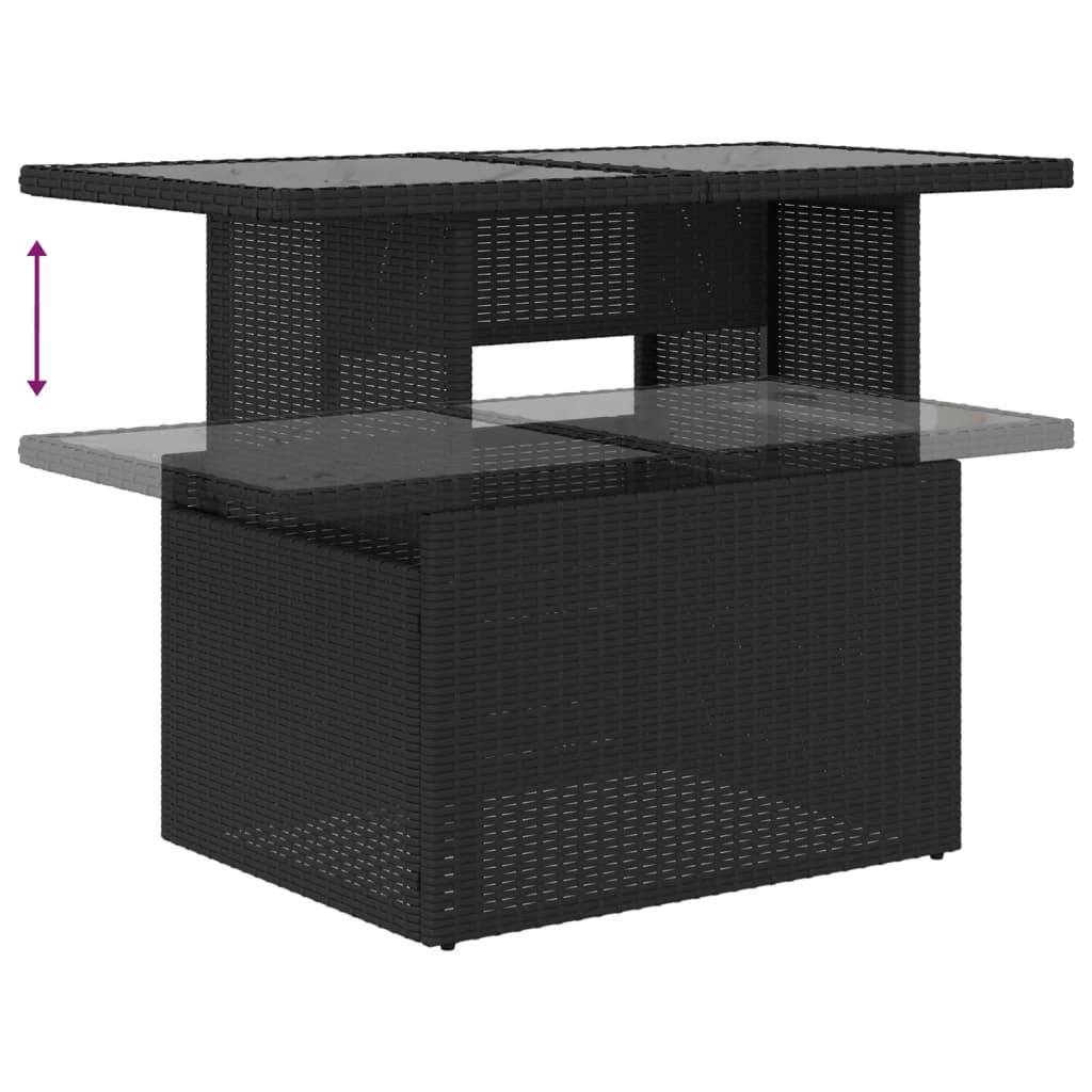 Ensemble de jardin 5 places résine tressée table ajustable et pouf modulable noir – ComfortXL Outdoor Living - Image 7