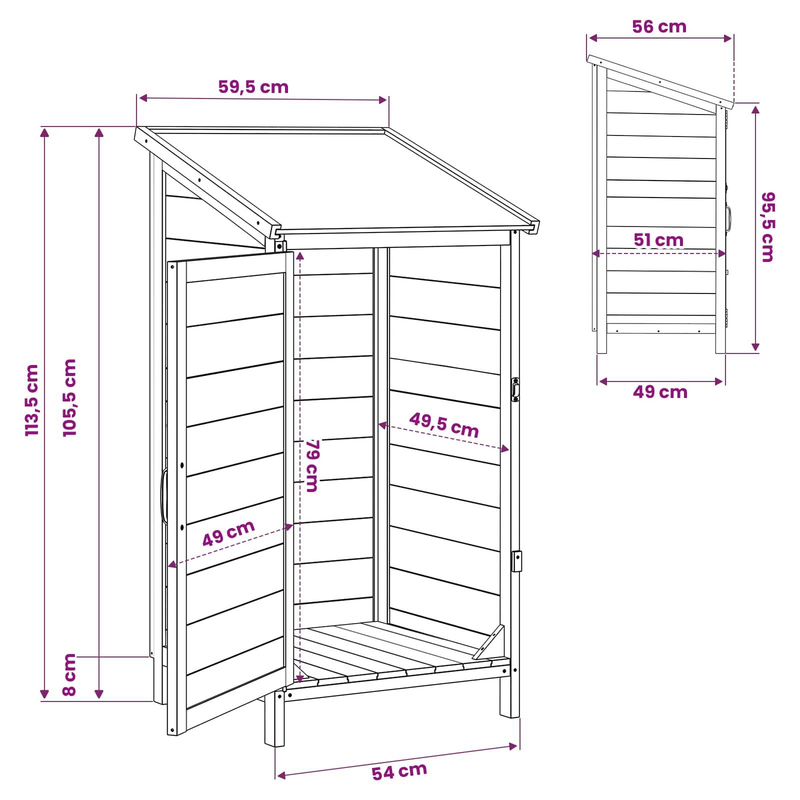 Vidaxl - Abri de jardin Marron 59,5 x 56 x 113,5 cm Bois de Sapin Massif 0.3m² vidaXL 42033439 - Image 3