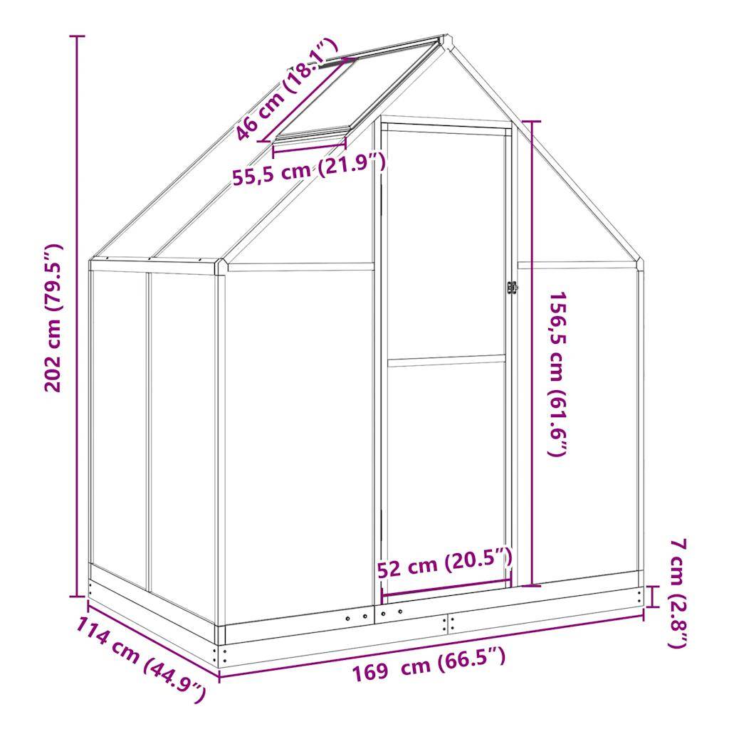 Serre de Jardin Aluminium Polycarbonate 1,93m² avec Base Argent - ComfortXL Outdoor Living - Image 10