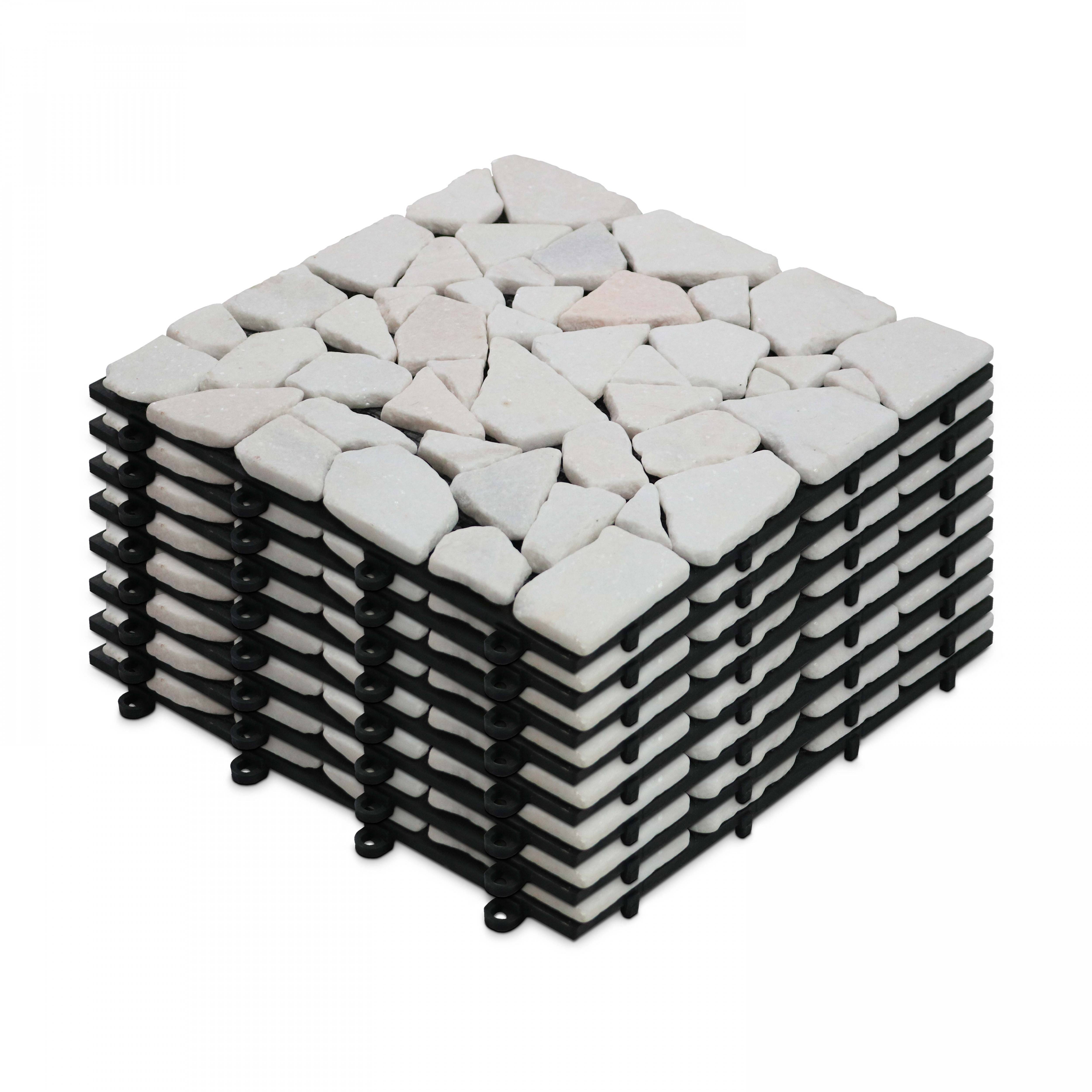 Oviala - Lot de 8 dalles clipsables en galet blanc - Oviala - Imagen 1