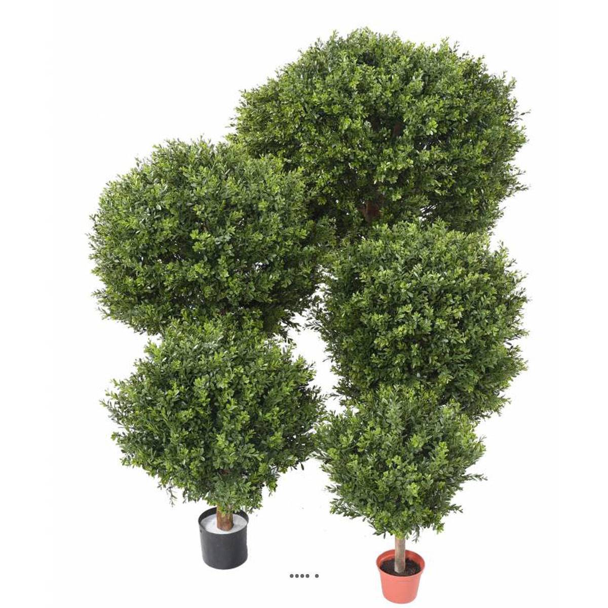 Artificielles - Boule de buis artificiel sur tronc extérieur anti-UV H 50 cm D 35 cm - dimhaut: H 50 cm - couleur: Vert