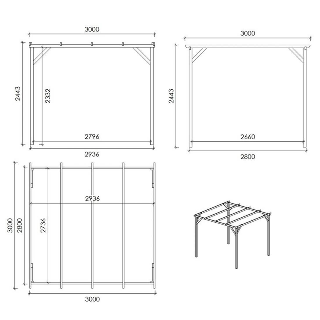 Altanka - Carport, abri de voiture 3x3 m - 9 m2 - CAR12 - ALTANKA - Image 3