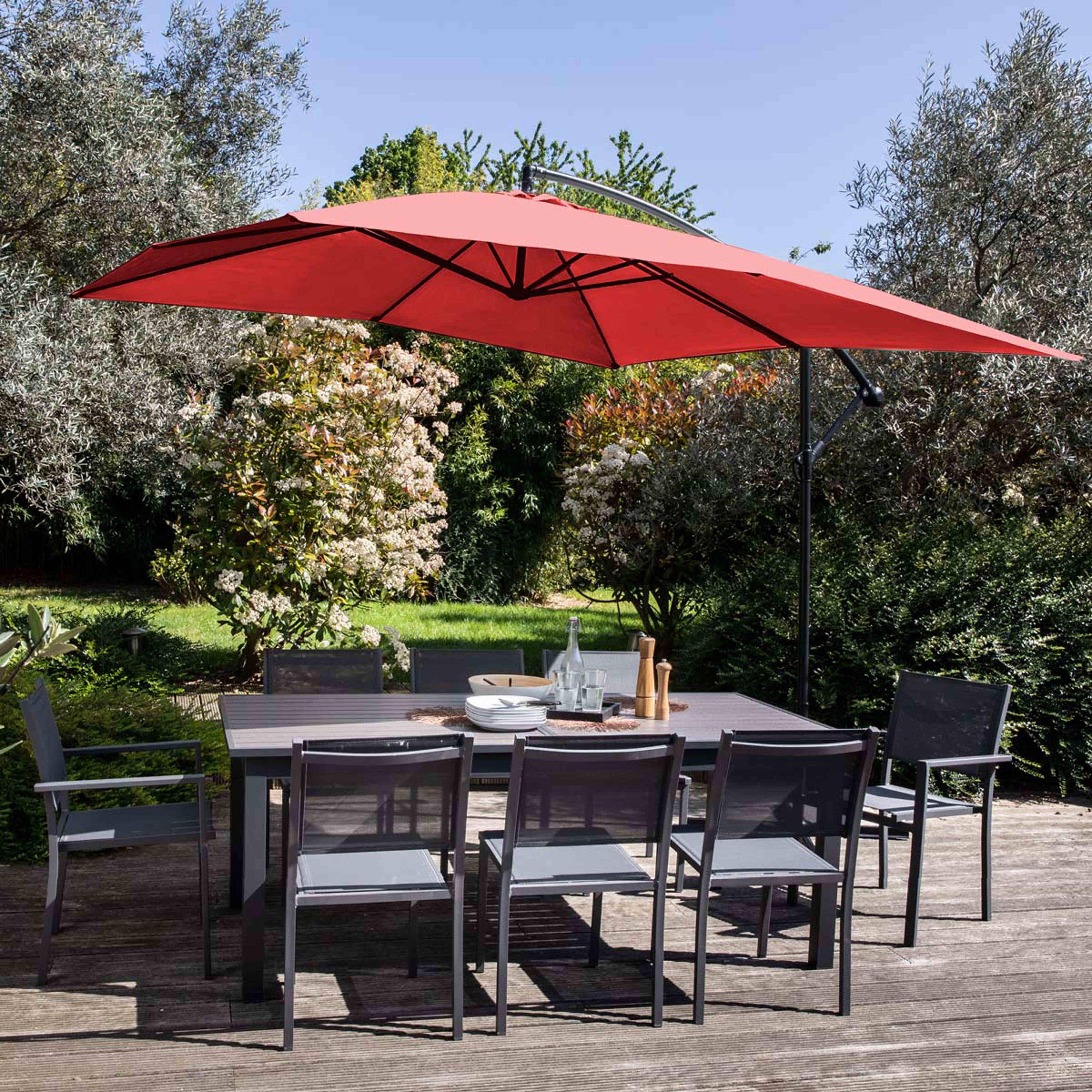 Oviala - Parasol déporté 3x3m acier rouge Genova - Oviala - Image 2