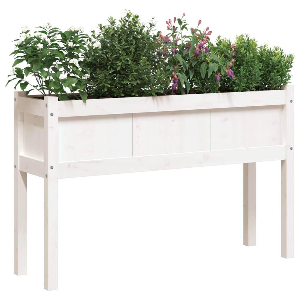 ComfortXL - Grande jardinière surélevée bois 110x31x70 cm potager terrasse Blanc – ComfortXL Outdoor Living - Image 4