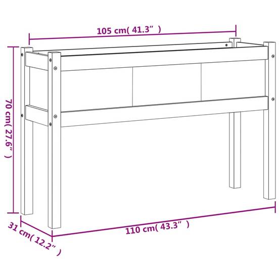 ComfortXL - Grande jardinière surélevée bois 110x31x70 cm potager terrasse Blanc – ComfortXL Outdoor Living - Image 10