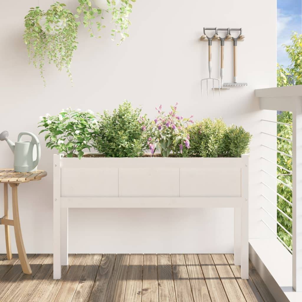 ComfortXL - Grande jardinière surélevée bois 110x31x70 cm potager terrasse Blanc – ComfortXL Outdoor Living - Image 3