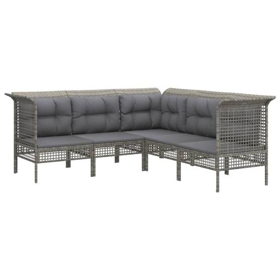 Helloshop26 - Salon de jardin meuble d'extérieur ensemble de mobilier 9 pièces avec coussins gris résine tressée - Imagen 3