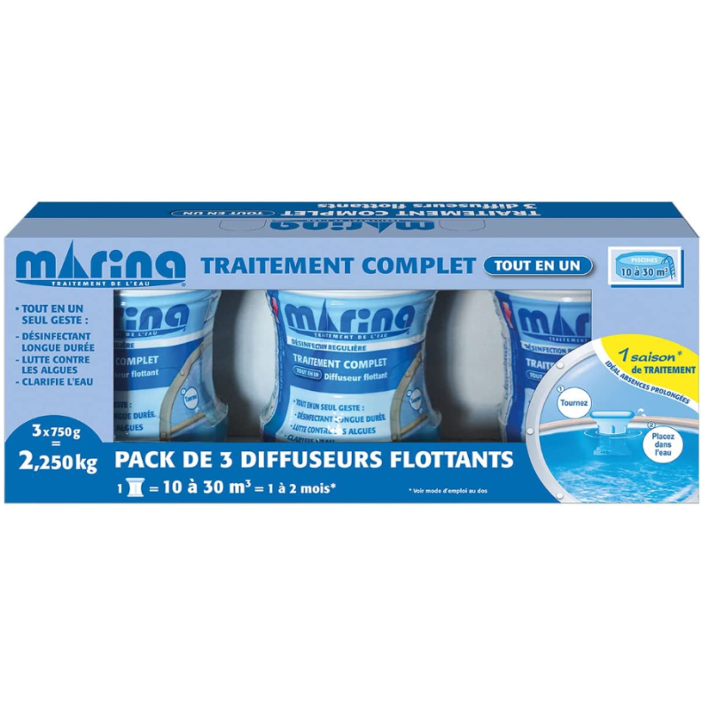 Traitement complet Marina - Lot de 3 Petits diffuseurs flottant multi-actions - - Image 2