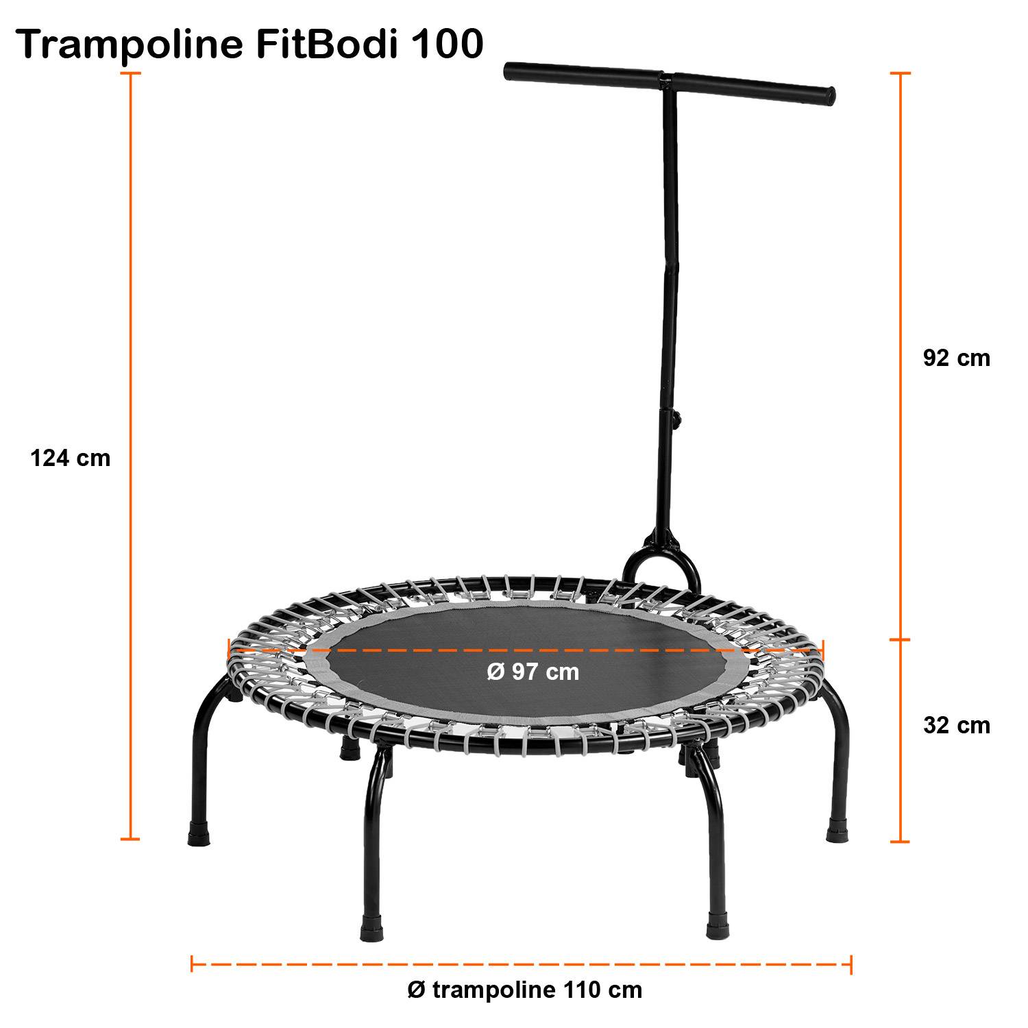 Kangui - Trampoline Fitness Ø 100cm avec barre de maintien - FitBodi 100 Kangui - Imagen 4