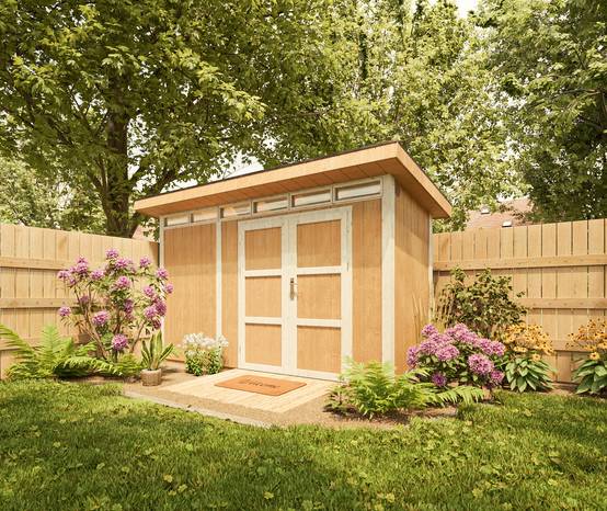 Timbela - Abri de Jardin Qualité Premium 4m² / L161xL412cm - Kit tout compris avec sol, tuiles bitumineuses, set de peinture - Timbela M902A-TERRA BROWN - Image 5