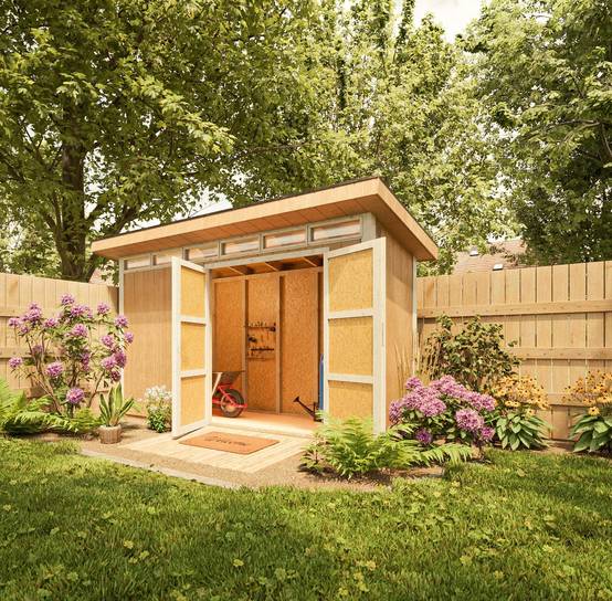 Timbela - Abri de Jardin Qualité Premium 4m² / L161xL412cm - Kit tout compris avec sol, tuiles bitumineuses, set de peinture - Timbela M902A-TERRA BROWN - Image 4