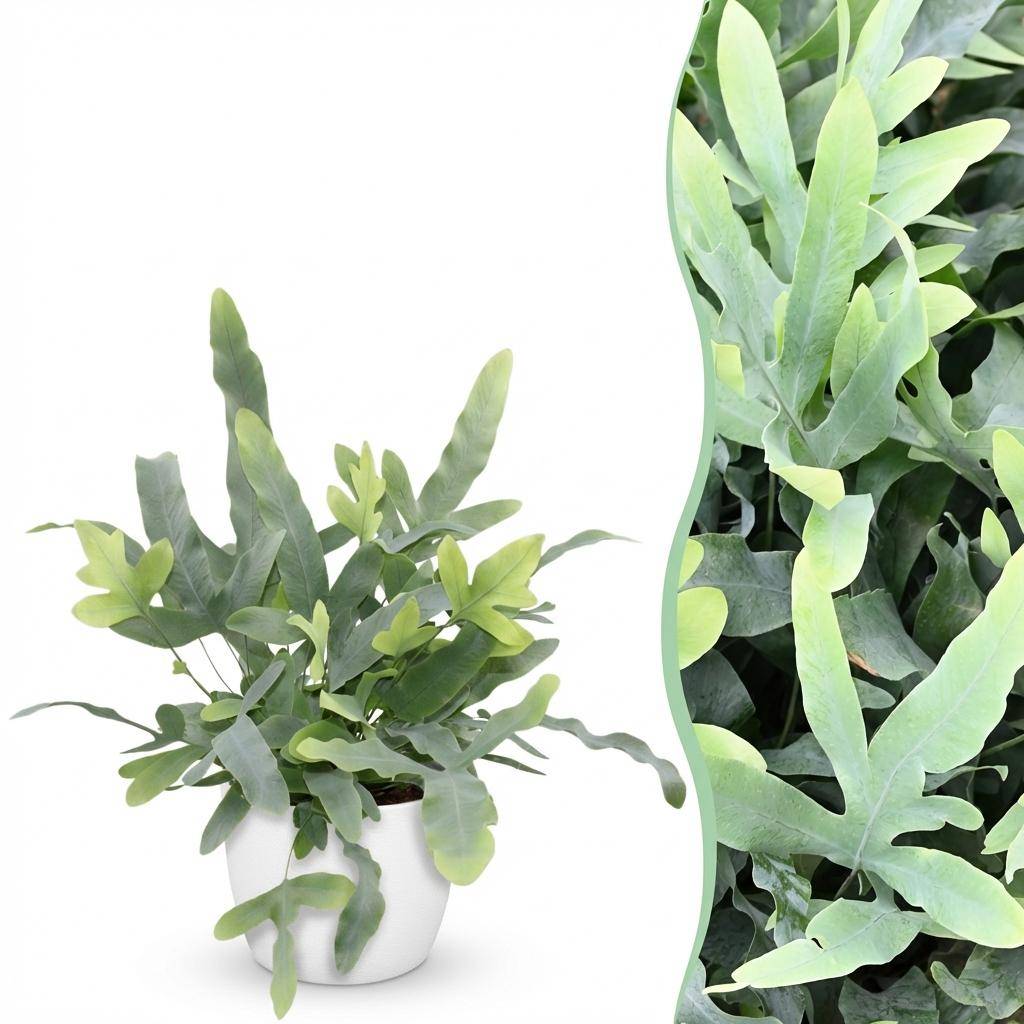 La Green Touch - Phlebodium aureum Blue Star - Fougère Blue Star - Avec cache-pot blanc - Pot Ø25 cm, H 30 cm - Image 1