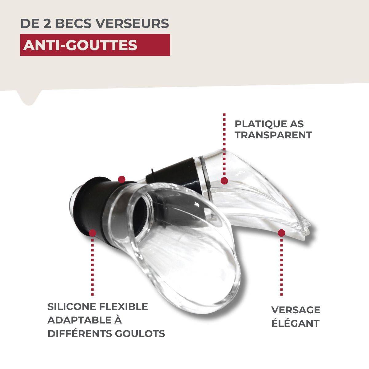 Lot de 2 becs verseurs anti-goutte pour bouteilles Fackelmann Bar Concept - Image 4