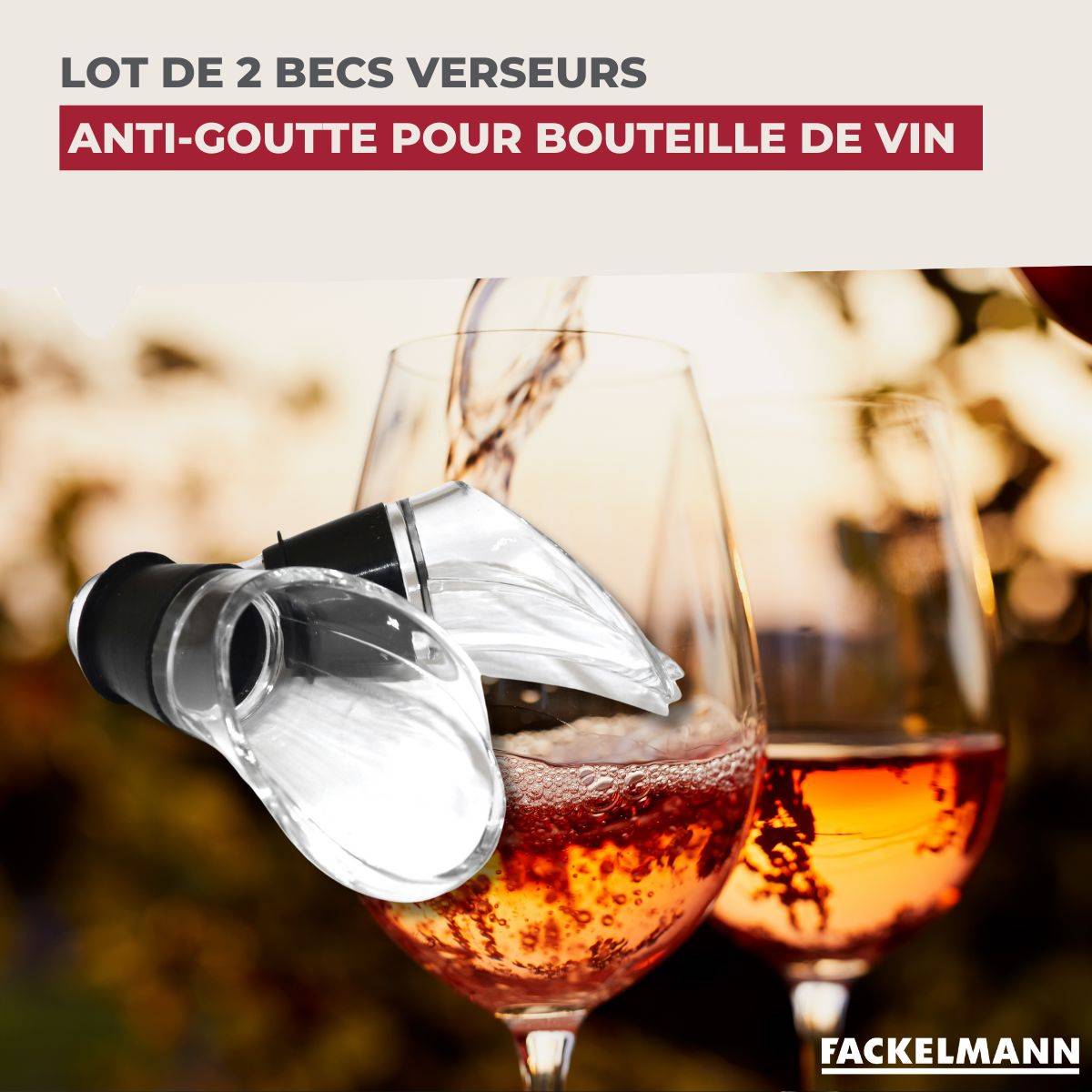 Lot de 2 becs verseurs anti-goutte pour bouteilles Fackelmann Bar Concept - Image 2