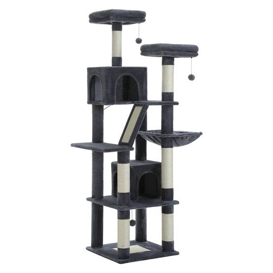 Grand Arbre à Chat Multi-Niveaux 180 cm Gris Foncé PAWZ Road - Image 1